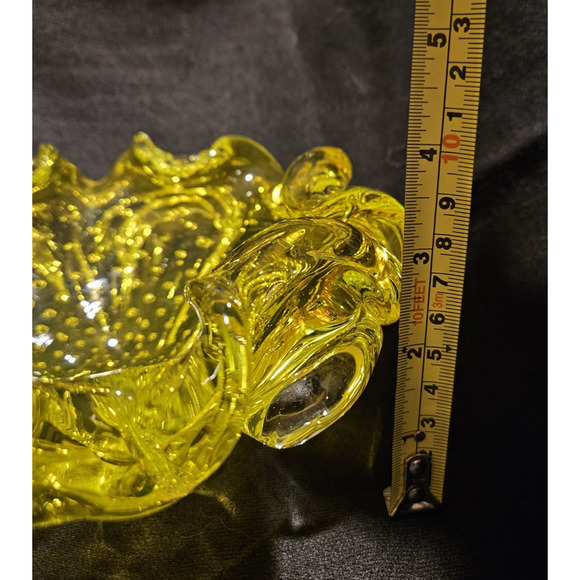 Murano Double-Ruffle Controlled Bubble Yellow Candy Dish (8") - Picture 4 of 10